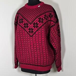 Vintage Voss Norway Heavy 💯 Wool Arctic Fair Isle Sweater Scandi  XL UNISEX